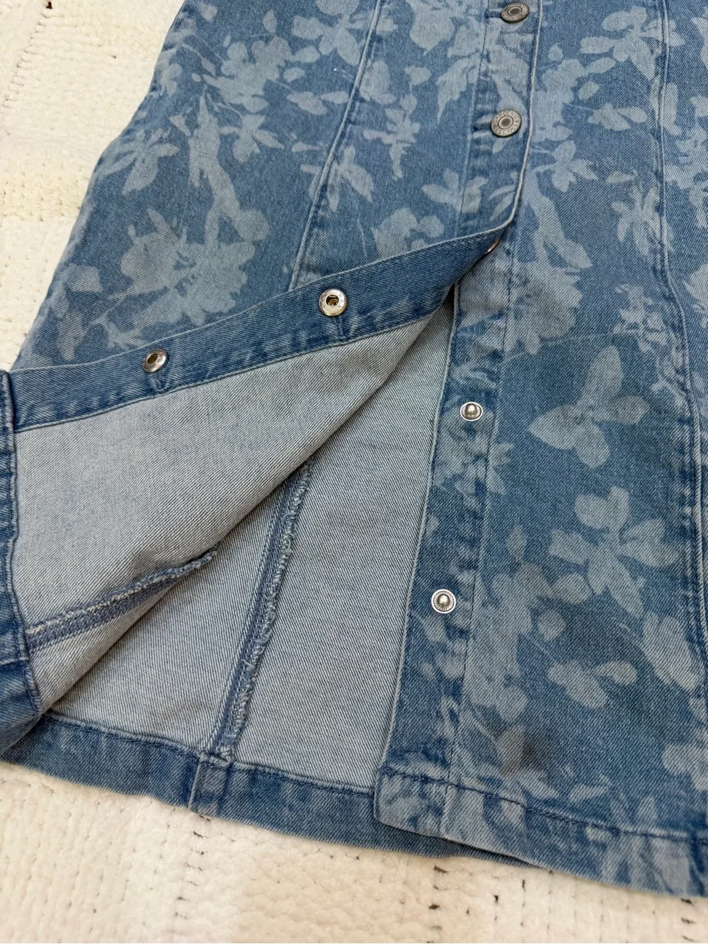 GAP Kids Floral Denim Button Front Dress Blue XXL 14-16 Sleeveless